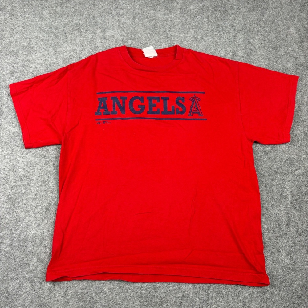 Majestic Los Angeles Angels T Shirt Mens XL Red MLB Graphic Tee 2006 Y2K 00s